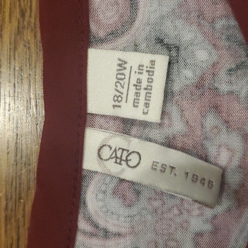 Womens Cato burgundy paisley 3/4 sleeve top size 18/20 - Picture 5 of 7